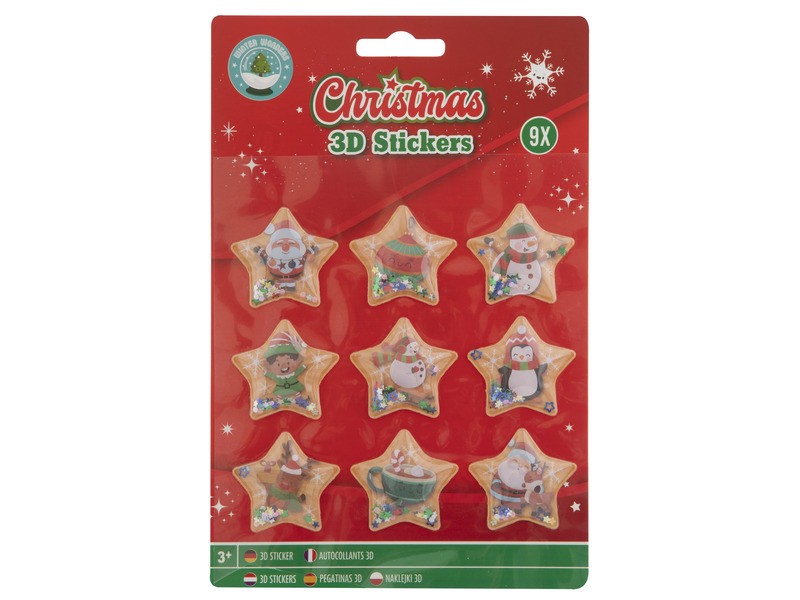 Karácsonyi 3D matrica, 9 db/csomag, 2 minta