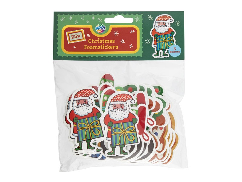 Karácsonyi szivacsmatricák, 25 db - ünnepi matricák