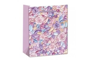 Virágszirom mintás ajándékzacskó 26 x 32 cm