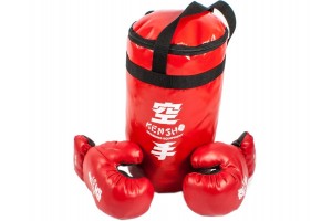 Gyerek boksz készlet - piros boxzsák és kesztyűk (6-8-10)