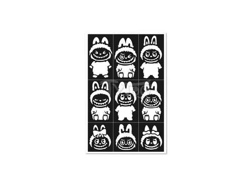 Tytoo Labubu sablon szett – kreatív stencil készlet