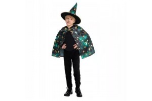 Zöld varázsló jelmez (köpeny, kalap) 110/120 cm