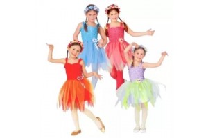 Tündér balerina jelmez, 116 cm, virágos fejpánttal