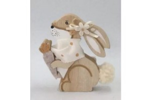 Fa nyuszi figura répával, 10 cm