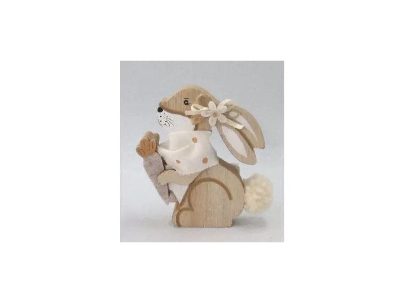 Fa nyuszi figura répával, 10 cm