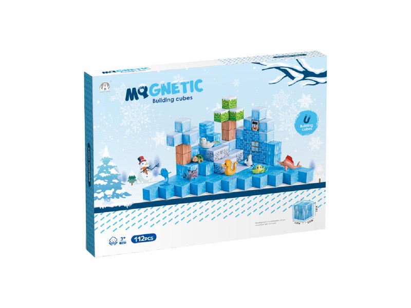 Mágneses építőkockák – jeges tenger állatai, 112 db