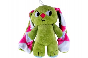 Kockásfülű nyúl álló plüssfigura 23 cm