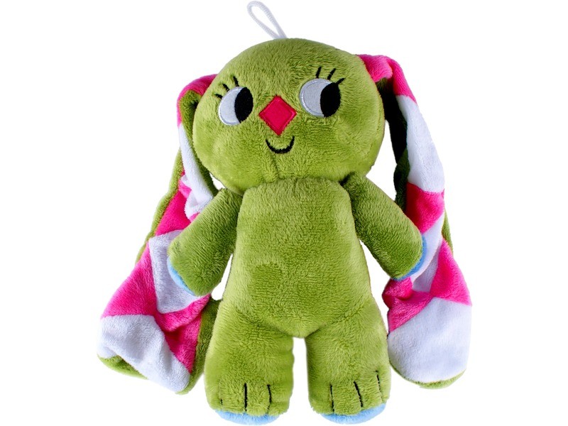 Kockásfülű nyúl álló plüssfigura 23 cm