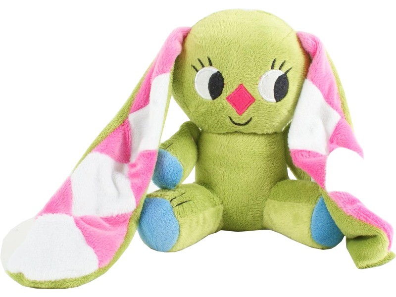 Kockásfülű nyúl ülő babzsákos plüss - 15 cm