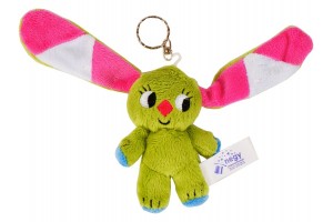 Kockásfülű nyúl plüss kulcstartó 9 cm – zöld