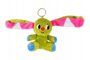 Kockásfülű nyúl ülő kulcstartó - 9 cm