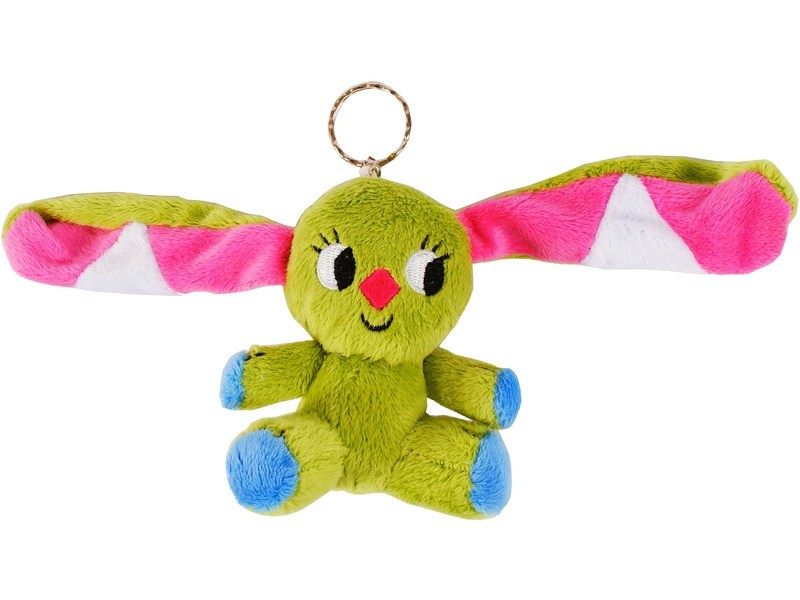 Kockásfülű nyúl ülő kulcstartó - 9 cm