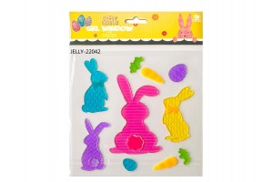 Ablakzselé: színes nyuszik dekoráció