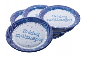 Kék Boldog Születésnapot papírtányér 23 cm, 6 db