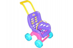 Műanyag babakocsi 50 cm – lila és rózsaszín