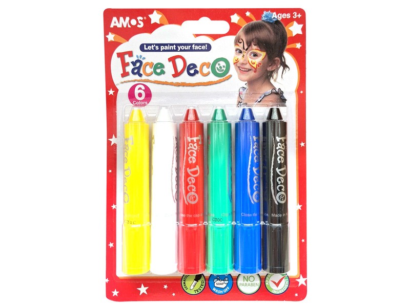 Arcfestő kréta 6 darab - több szín, lemosható