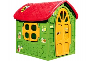 Zöld méhecskés műanyag játszóház, nyitható ajtó és ablak