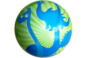 Dínós gumilabda 22 cm — zöld, kék dinoszauruszok