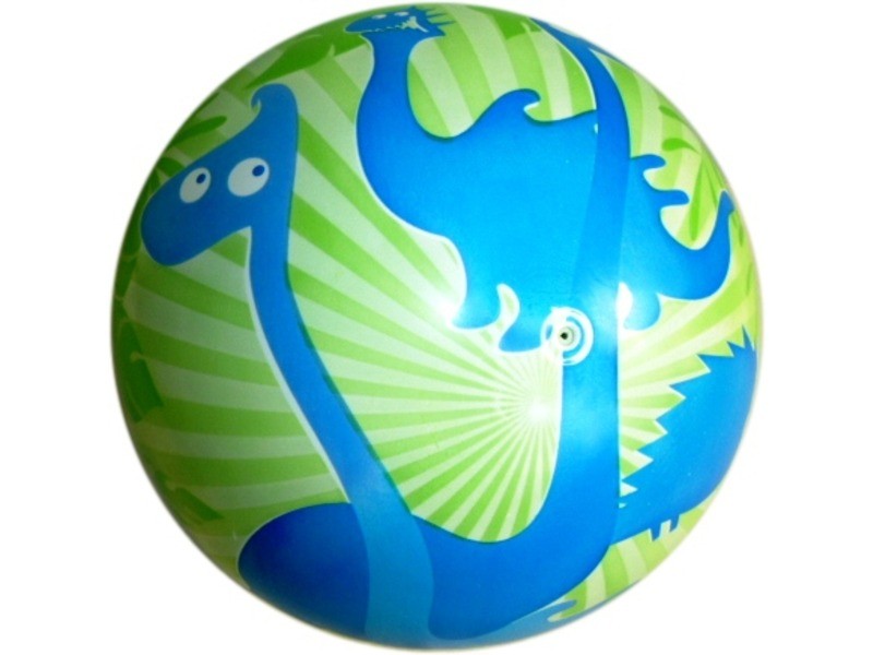 Dínós gumilabda 22 cm — zöld, kék dinoszauruszok