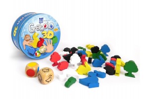 Grabolo 3D fa társasjáték – színes formák és dobókockák