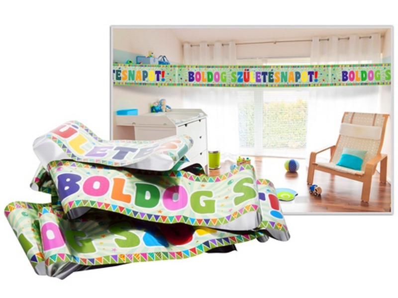 3,6 m színes Boldog Születésnapot fólia zászló