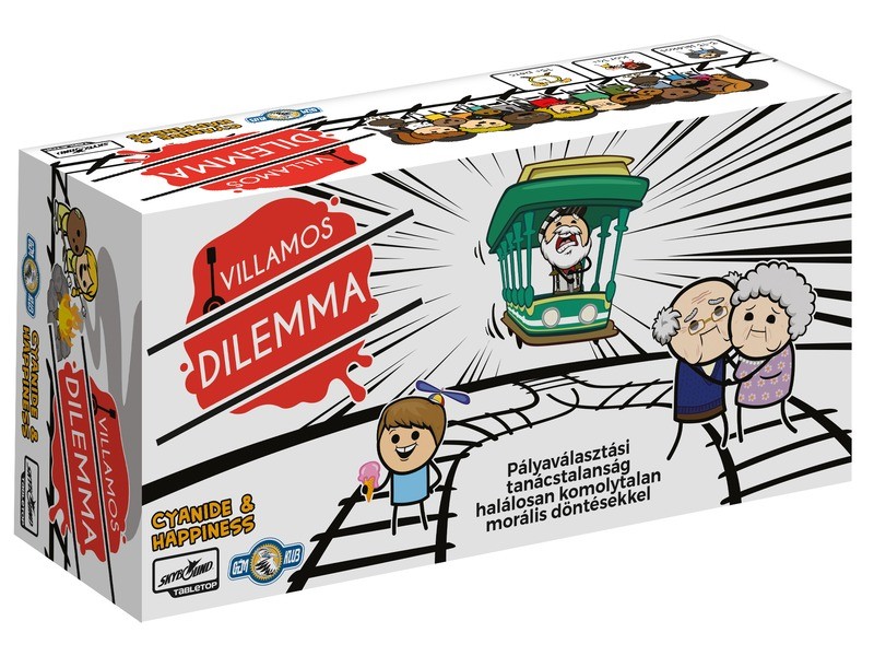 Villamos dilemma társasjáték borító