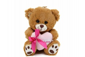 Maci szívvel 3f, 15 cm