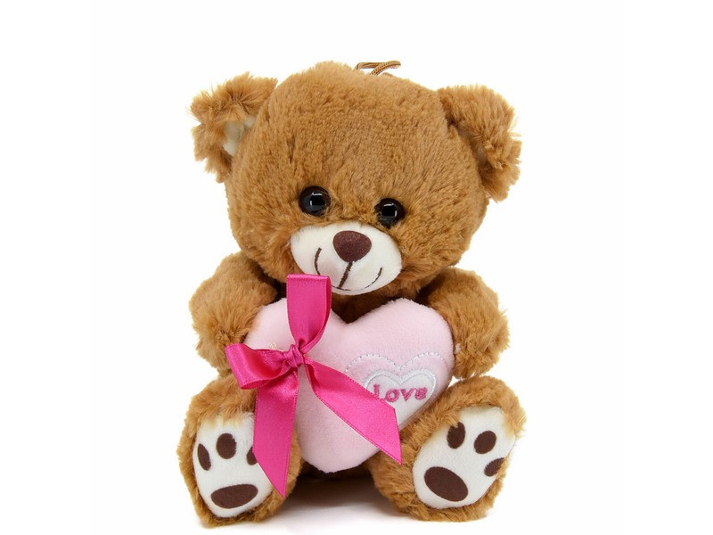 Maci szívvel 3f, 15 cm