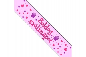 Pink plüss sün 'Boldog Születésnapot' vállszalaggal