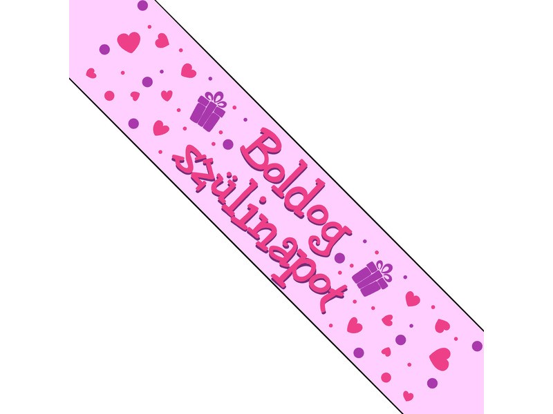 Pink plüss sün 'Boldog Születésnapot' vállszalaggal