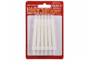 Fehér születésnapi gyertya 12 darabos készlet