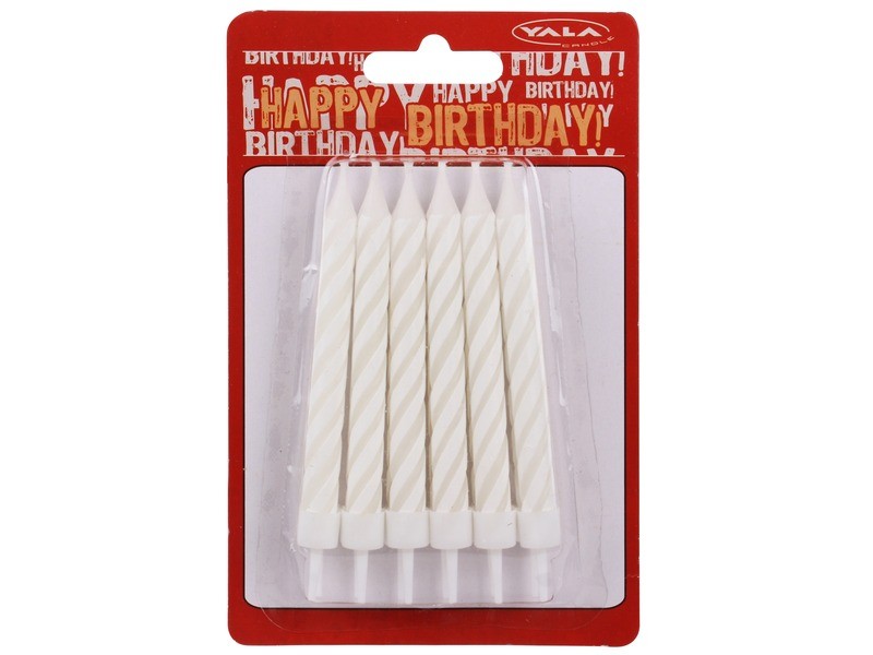 Fehér születésnapi gyertya 12 darabos készlet