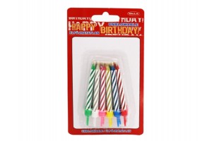 Csíkos elfújhatatlan szülinapi gyertya
