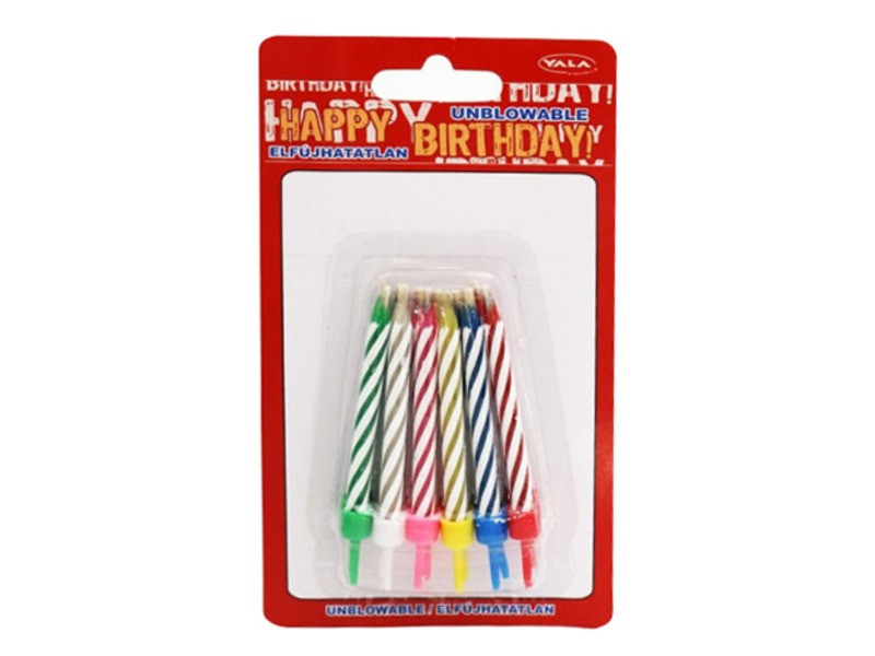 Csíkos elfújhatatlan szülinapi gyertya