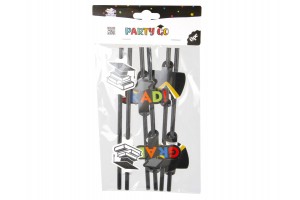 Papír szívószálak – ballagás, 6 db, 20 cm