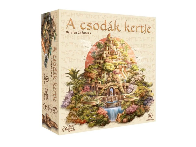 A csodák kertje társasjáték doboza és játékelemek