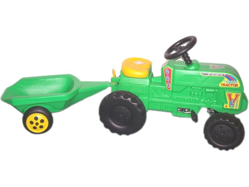 Pedálos farmer traktor levehető utánfutóval