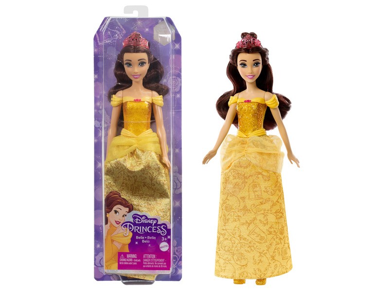 Disney csillogó hercegnő Belle baba tiarával