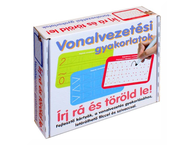 Vonalvezetési gyakorló kártyák, filctoll és szivacs