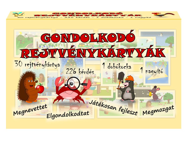 Gondolkodó rejtvénykártyák – 30 kártya, nagyító és dobókocka