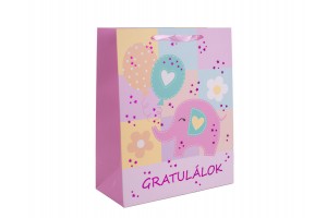 Elefánt mintás papírtasak, 31×42 cm