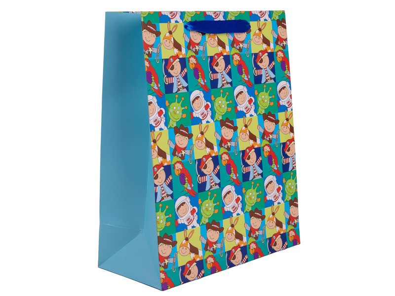 Kék/zöld fiús papírtasak 18x23