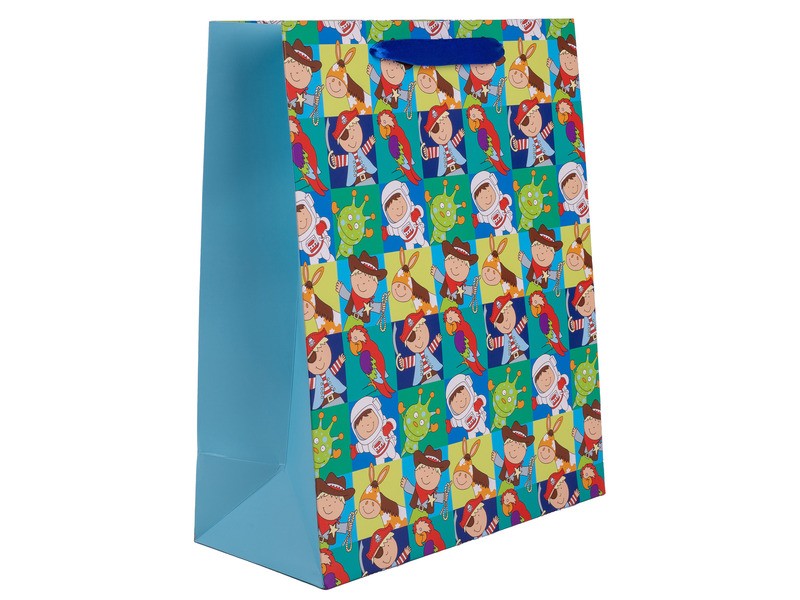 Kék és zöld fiú papírtasak 26x32 cm