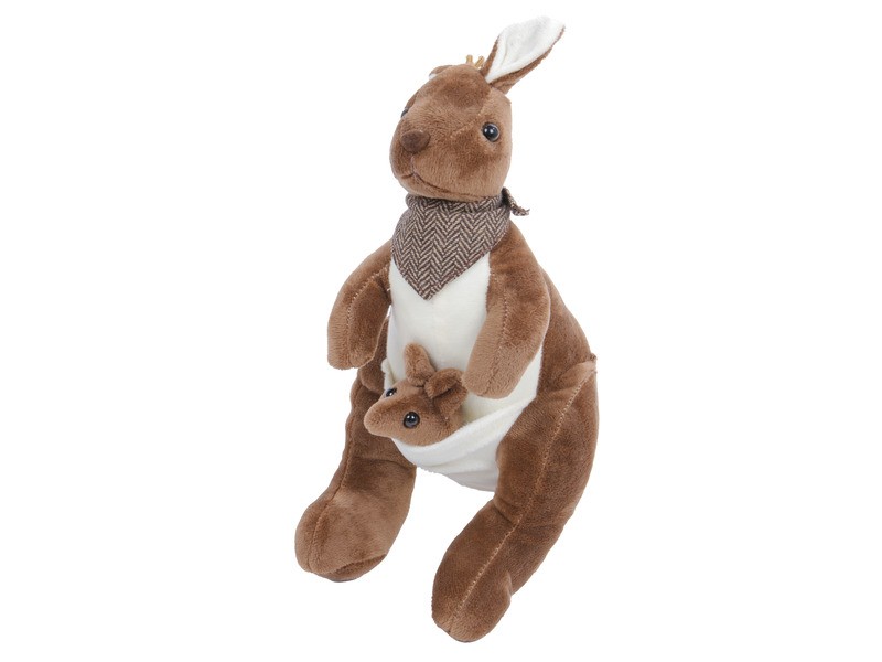 Kenguru plüss 28 cm - puha erszényes kicsinyével