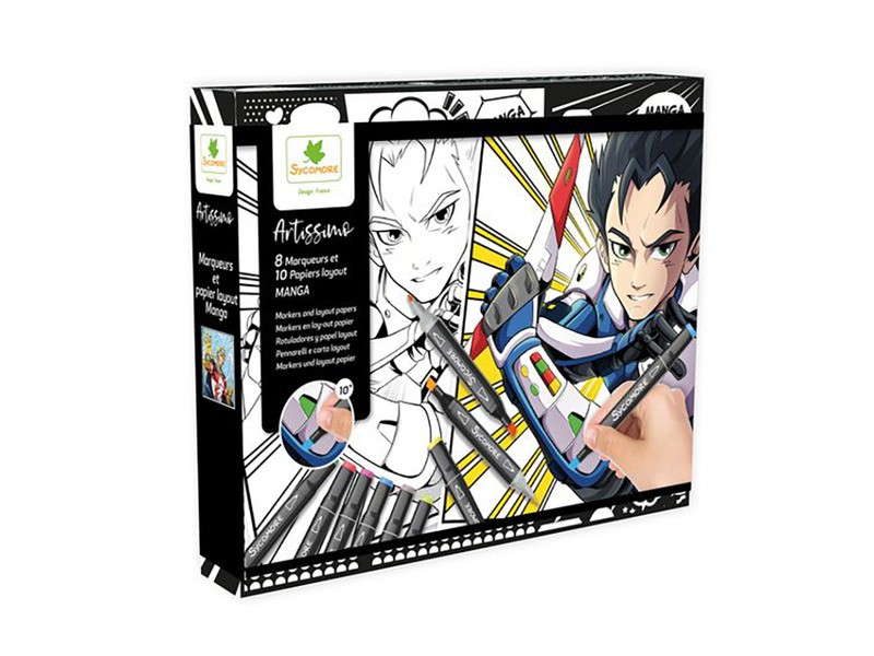 Manga kifestő — fiú hős színező szett