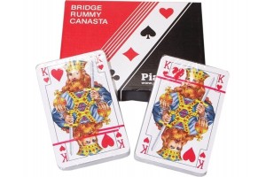 Klasszikus 2×55 lapos römi kártya – kék és piros hátlap