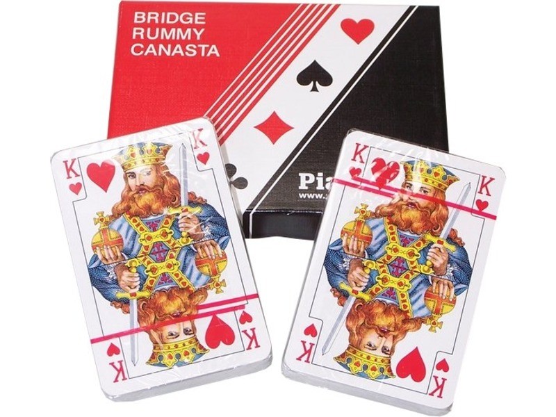 Klasszikus 2×55 lapos römi kártya – kék és piros hátlap