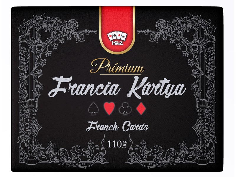 Prémium francia kártya - fekete díszdoboz, 110 lap