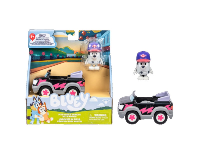 Bluey autó pizza muffin figurával - játék