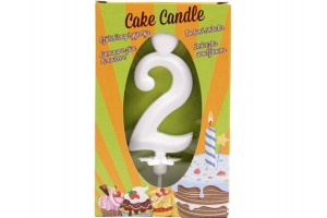 Fehér számgyertya 2 - tortadísz